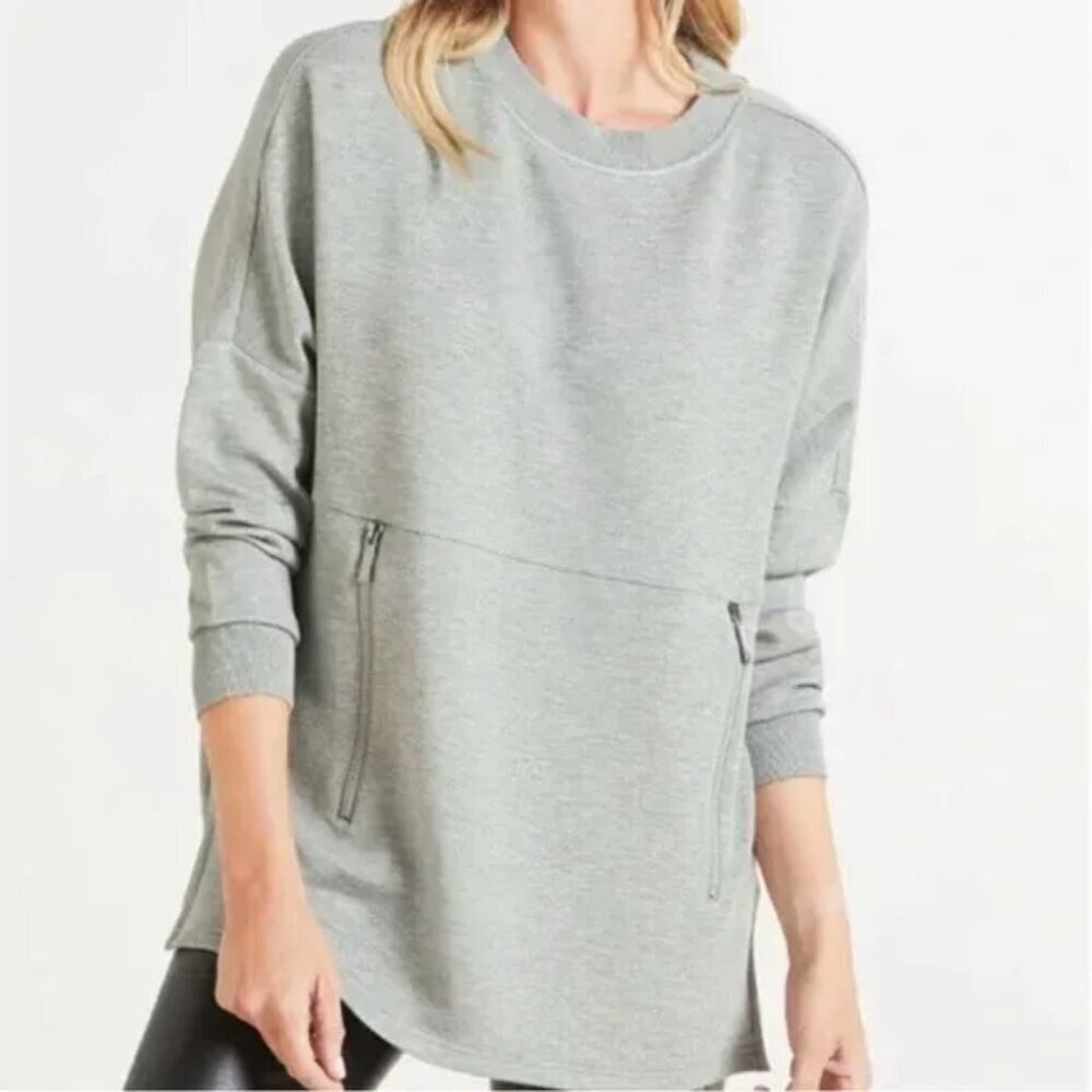 VARLEY Grey Marled Bayliss Longline Tunic Pullover Sweatshirt Soft Cozy Size XS